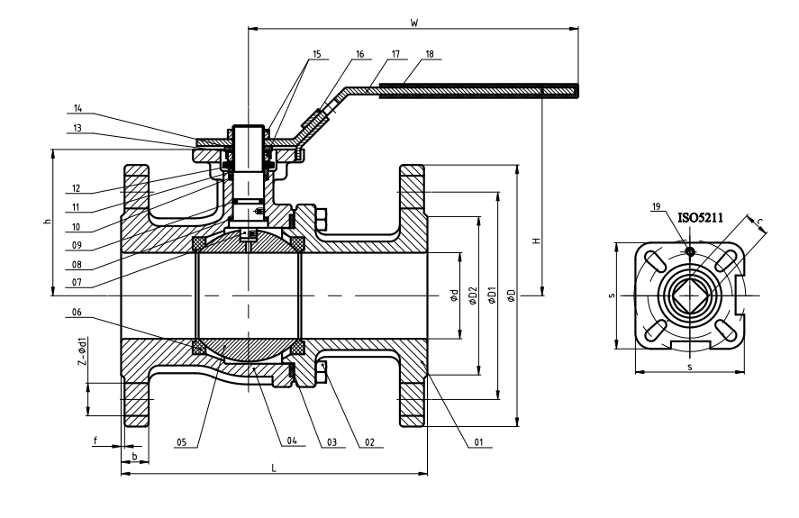 Stainless Steel Fire Safe Ball Valve ANSI 150 Construction